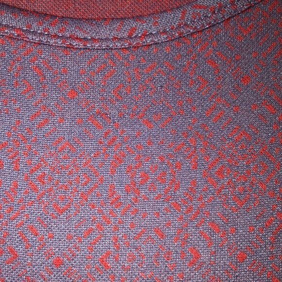 LuLaRoe Nicole L Indigo Red Quarter Puff Sleeve Fit and Flare A-Line Dress - Picture 12 of 13